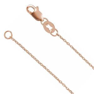 1mm 14K Rose Gold Diamond-Cut Solid Cable Chain Necklace, 18 Inch